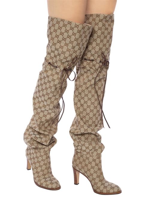 gucci brown rain boots|Gucci thigh high boots sale.